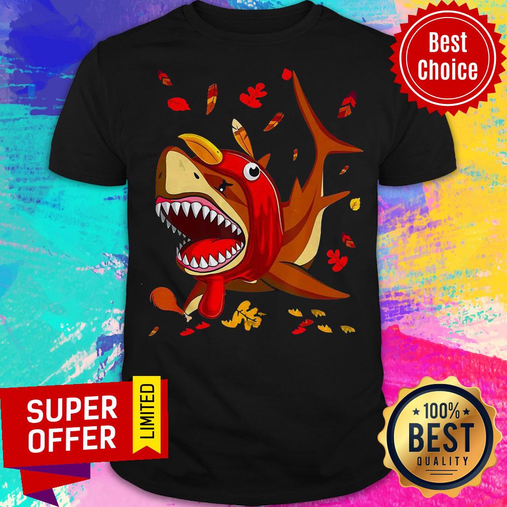 Premium Shark With Fall Thanksgiving Shirt