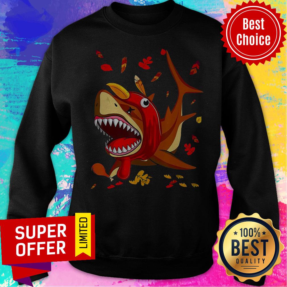Premium Shark With Fall Thanksgiving Shirt - Image 5