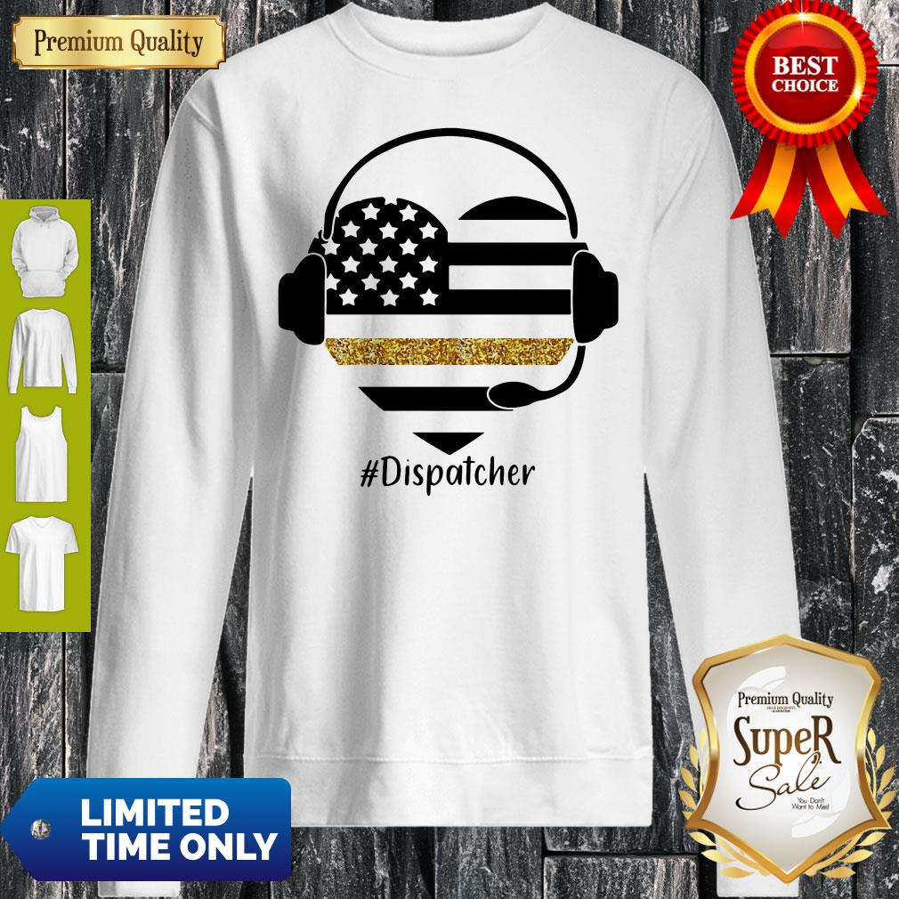 Official Dispatcher Heart American Flag Shirt - Image 5