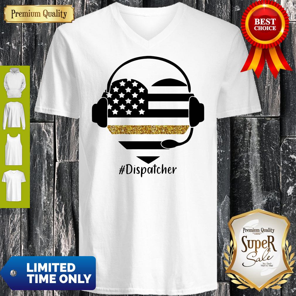 Official Dispatcher Heart American Flag Shirt - Image 3
