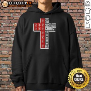 Alternative view of Top I Can Do All Things Through Christ Who Strengthens Me Stanford Cardinal Football Cross T-Shirt