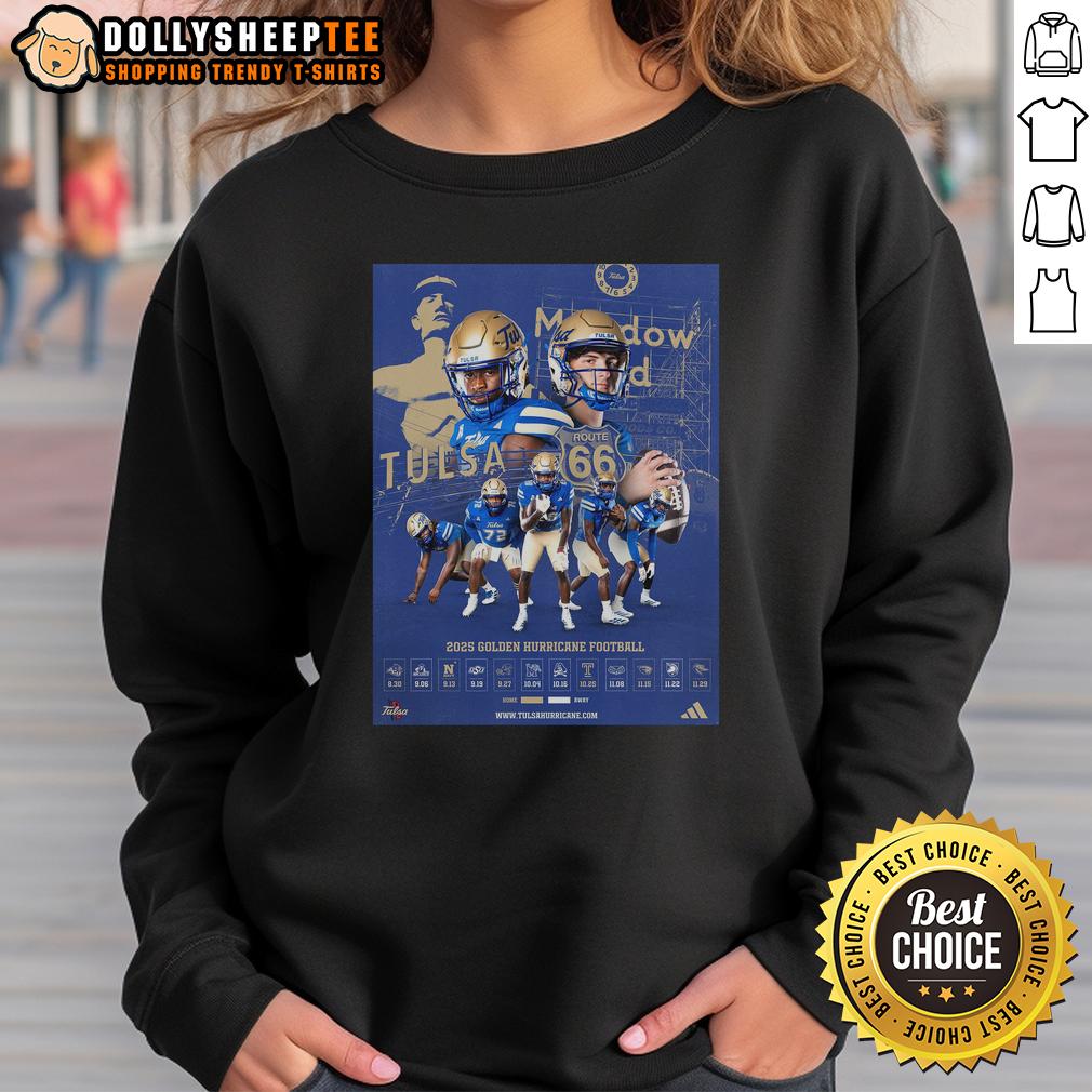 Hot Tulsa's Team 2025 Golden Huricane Football T-Shirt - Image 5