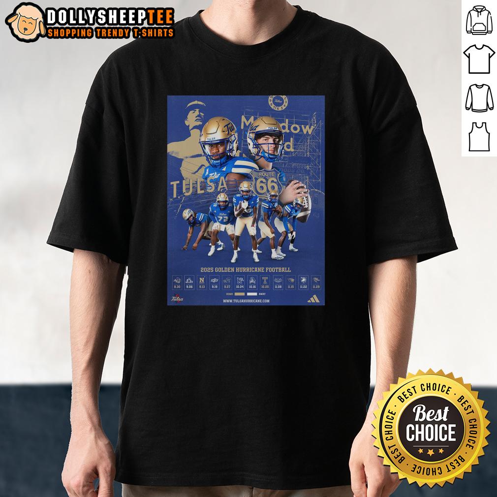 Hot Tulsa's Team 2025 Golden Huricane Football T-Shirt