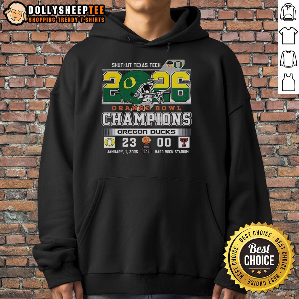 Top Oregon Ducks Shutout Texas Tach Orange Bowl Score Champions T-Shirt - Image 2