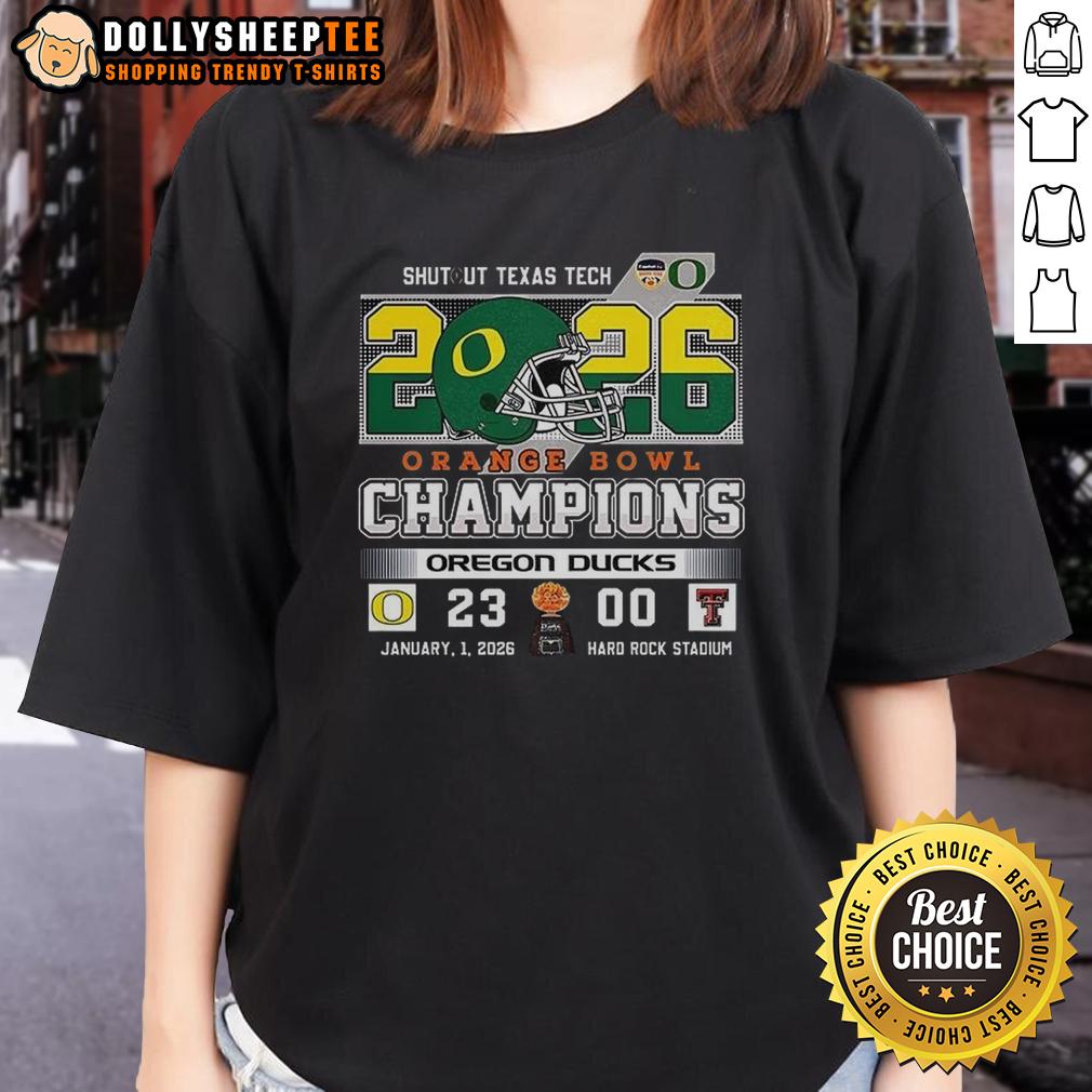 Top Oregon Ducks Shutout Texas Tach Orange Bowl Score Champions T-Shirt - Image 3