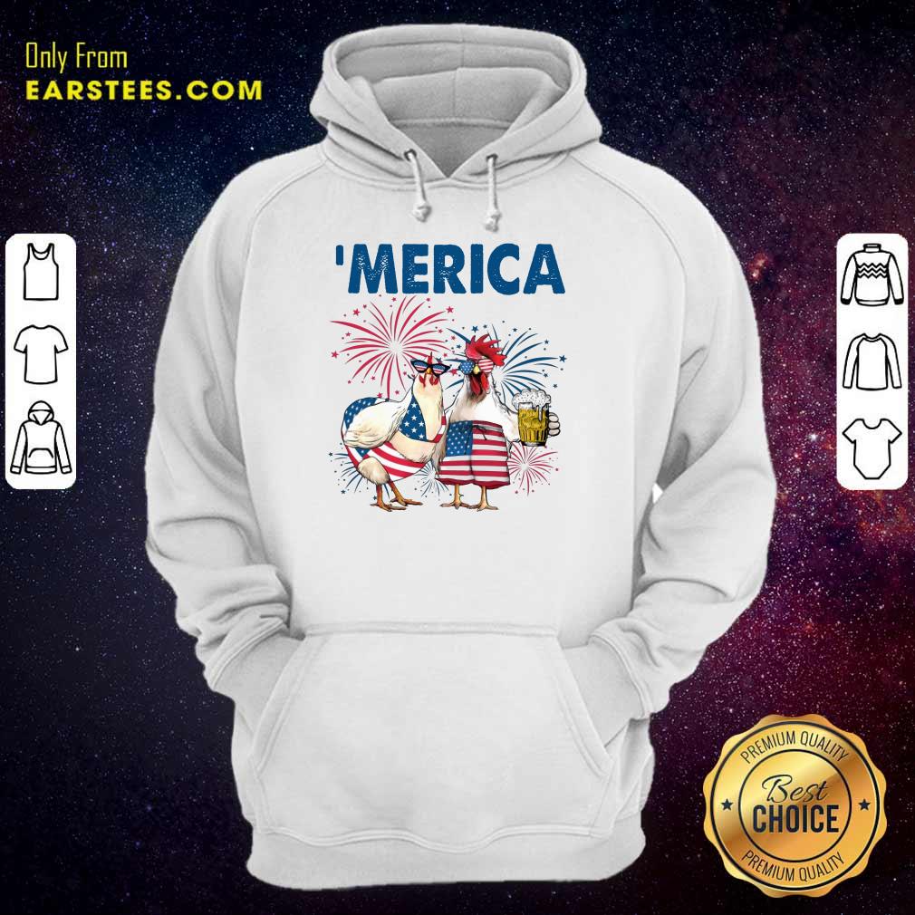 Top Chicken Drinking Beer 'Merica Independence Day Shirt - Image 4