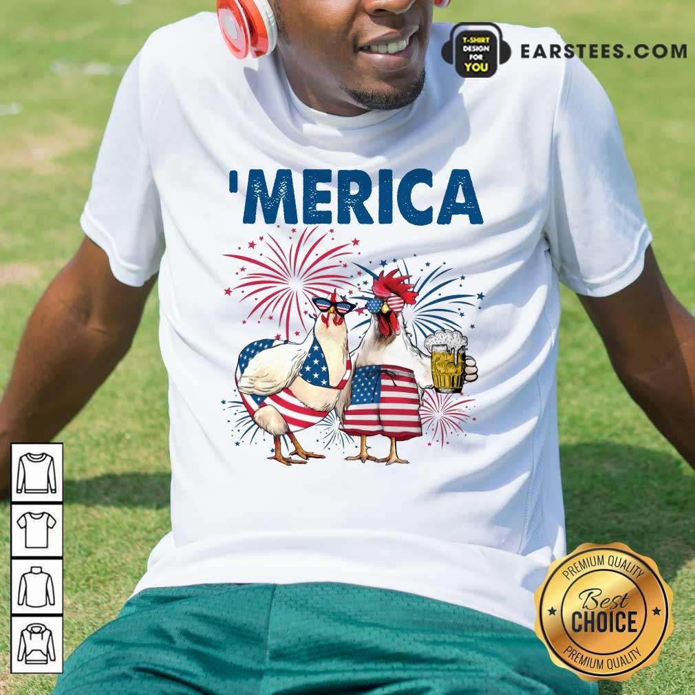 Top Chicken Drinking Beer 'Merica Independence Day Shirt