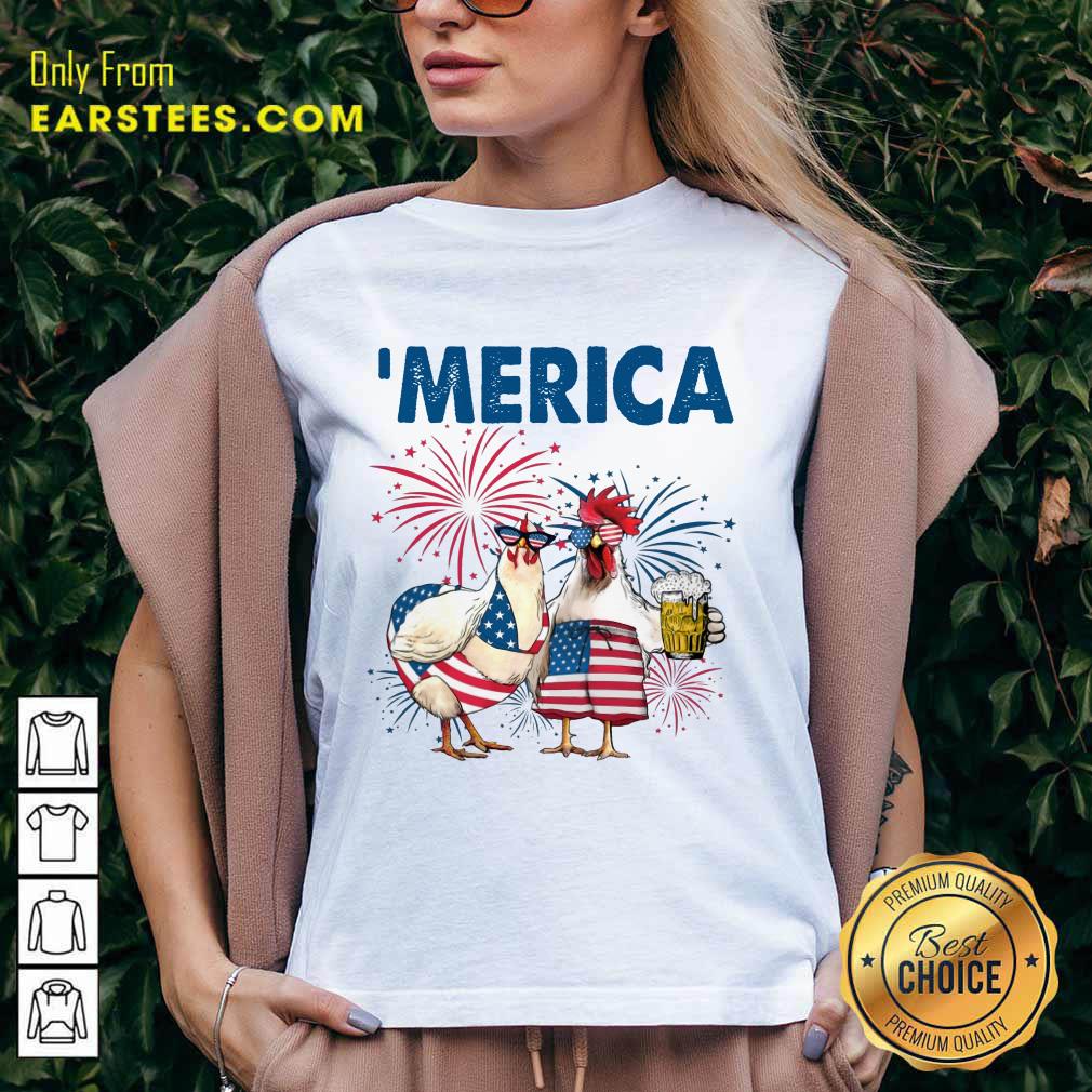 Top Chicken Drinking Beer 'Merica Independence Day Shirt - Image 5