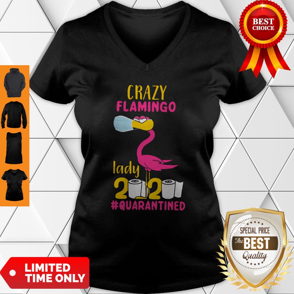 Premium Crazy Flamingo Lady 2020 Quarantine Shirt - Image 3