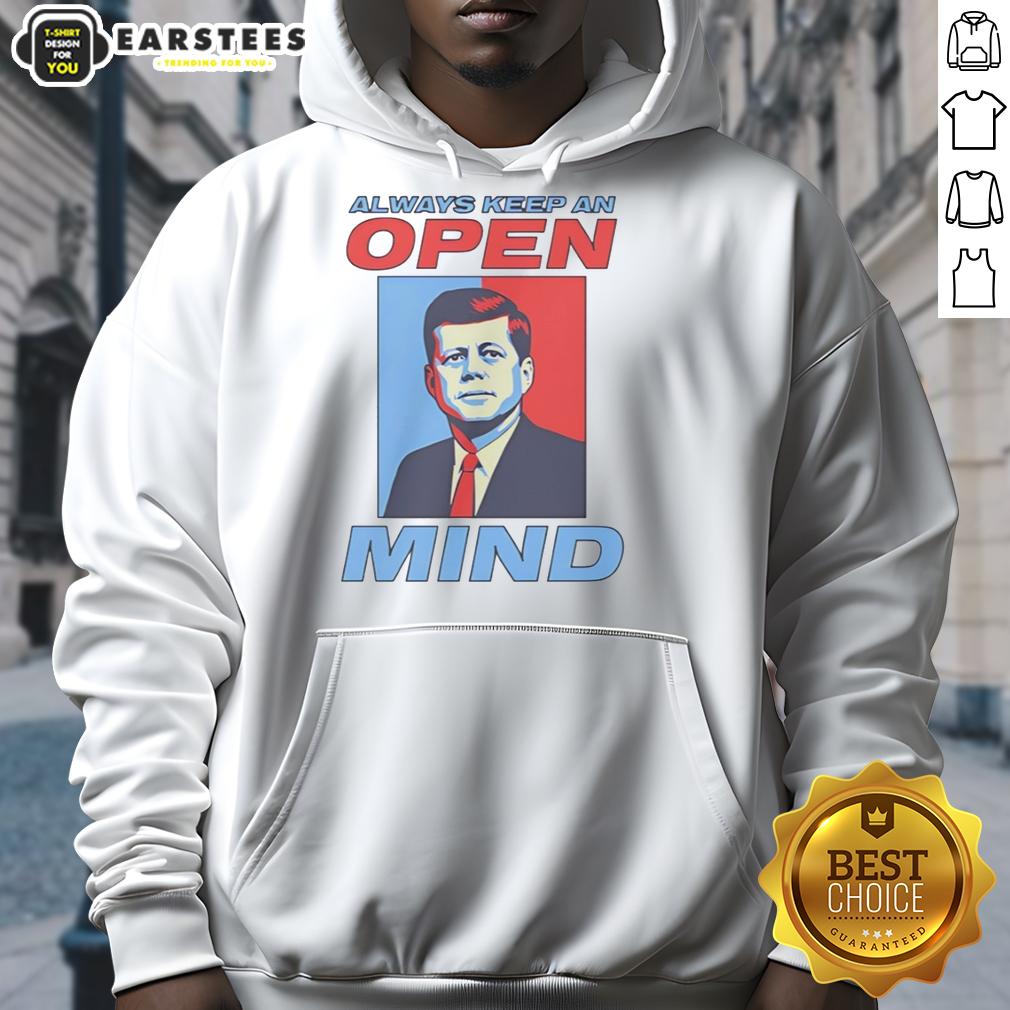 Hot John F Kennedy Always Keep An Open Mind Portrait Retro T-Shirt - Image 2