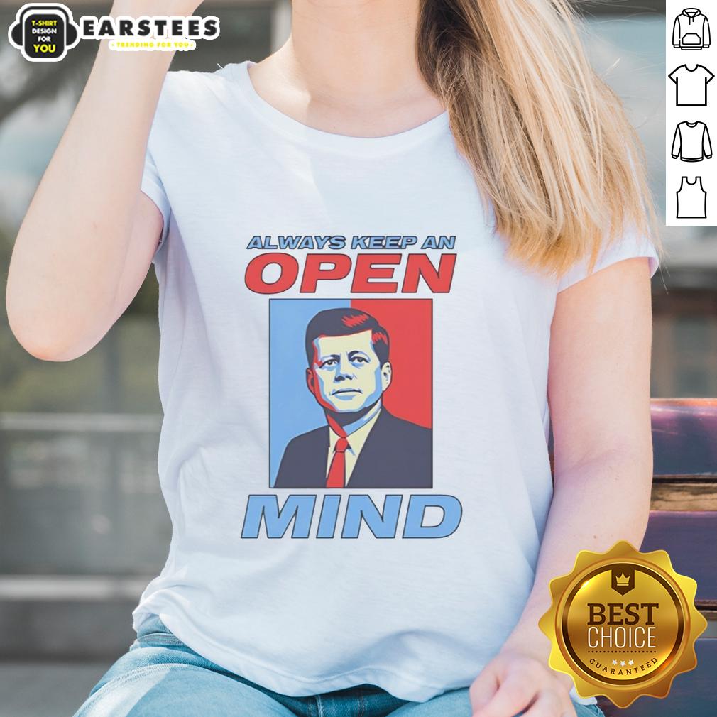 Hot John F Kennedy Always Keep An Open Mind Portrait Retro T-Shirt - Image 3