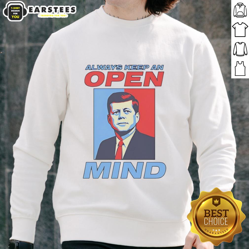 Hot John F Kennedy Always Keep An Open Mind Portrait Retro T-Shirt - Image 5