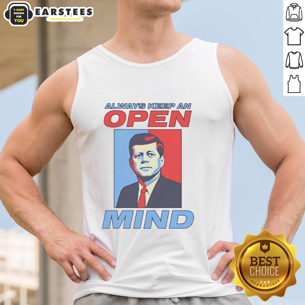 Hot John F Kennedy Always Keep An Open Mind Portrait Retro T-Shirt - Image 4