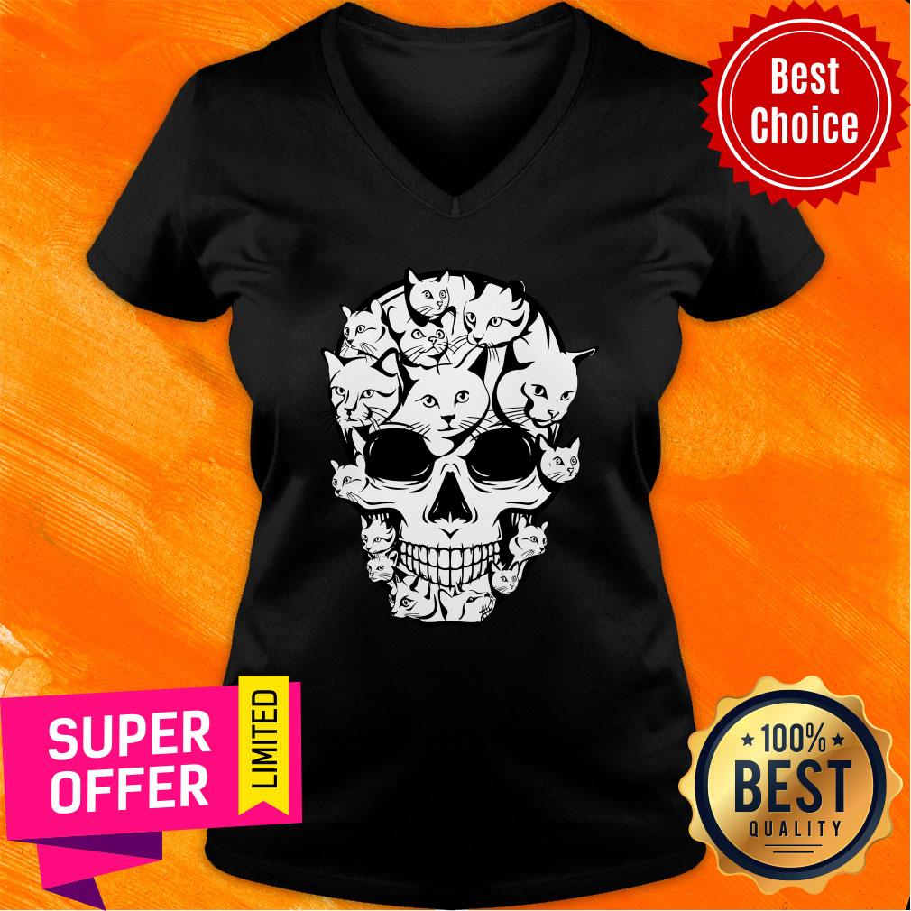 Halloween Cat Skull Cat Lover Shirt - Image 3