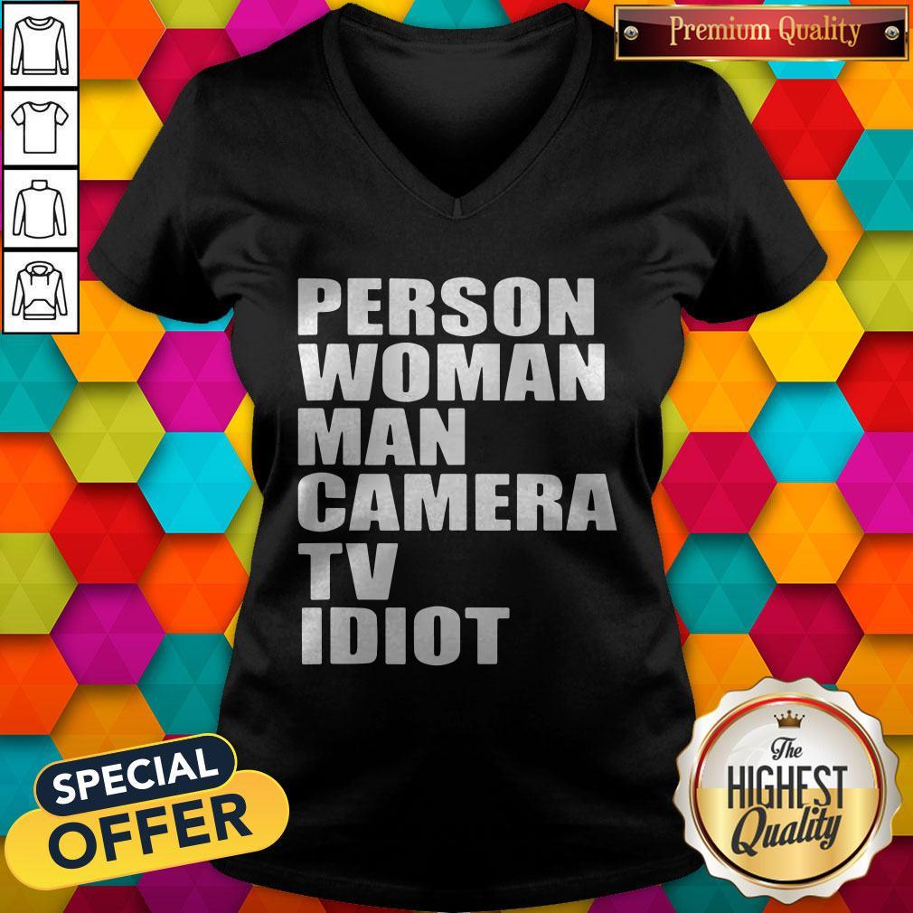 Person Woman Man Camera TV Idiot Shirt - Image 2