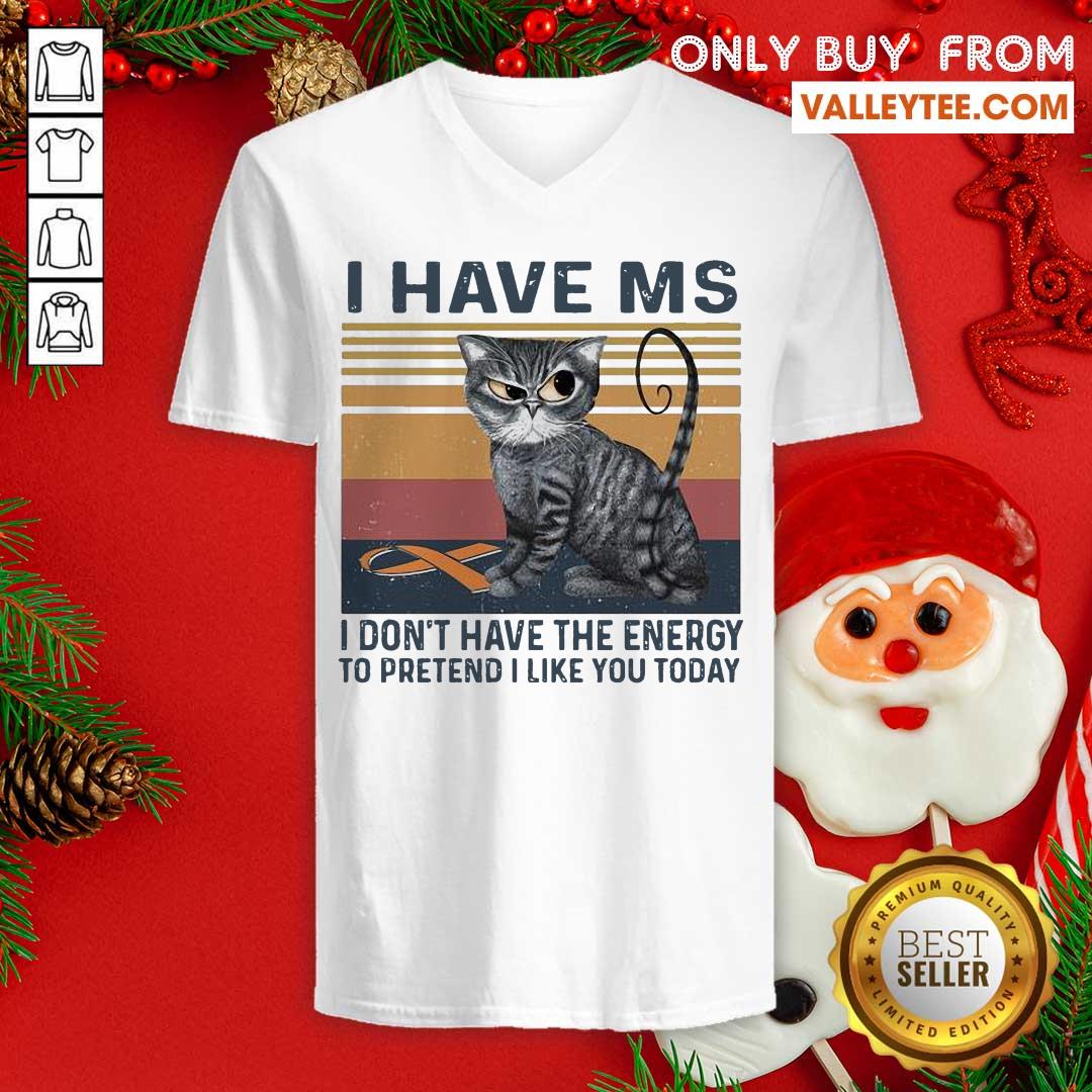Nice I Have MS I Dont Have The Energy To Pretend I Like You Today Cat Vintage Shirt - Image 3