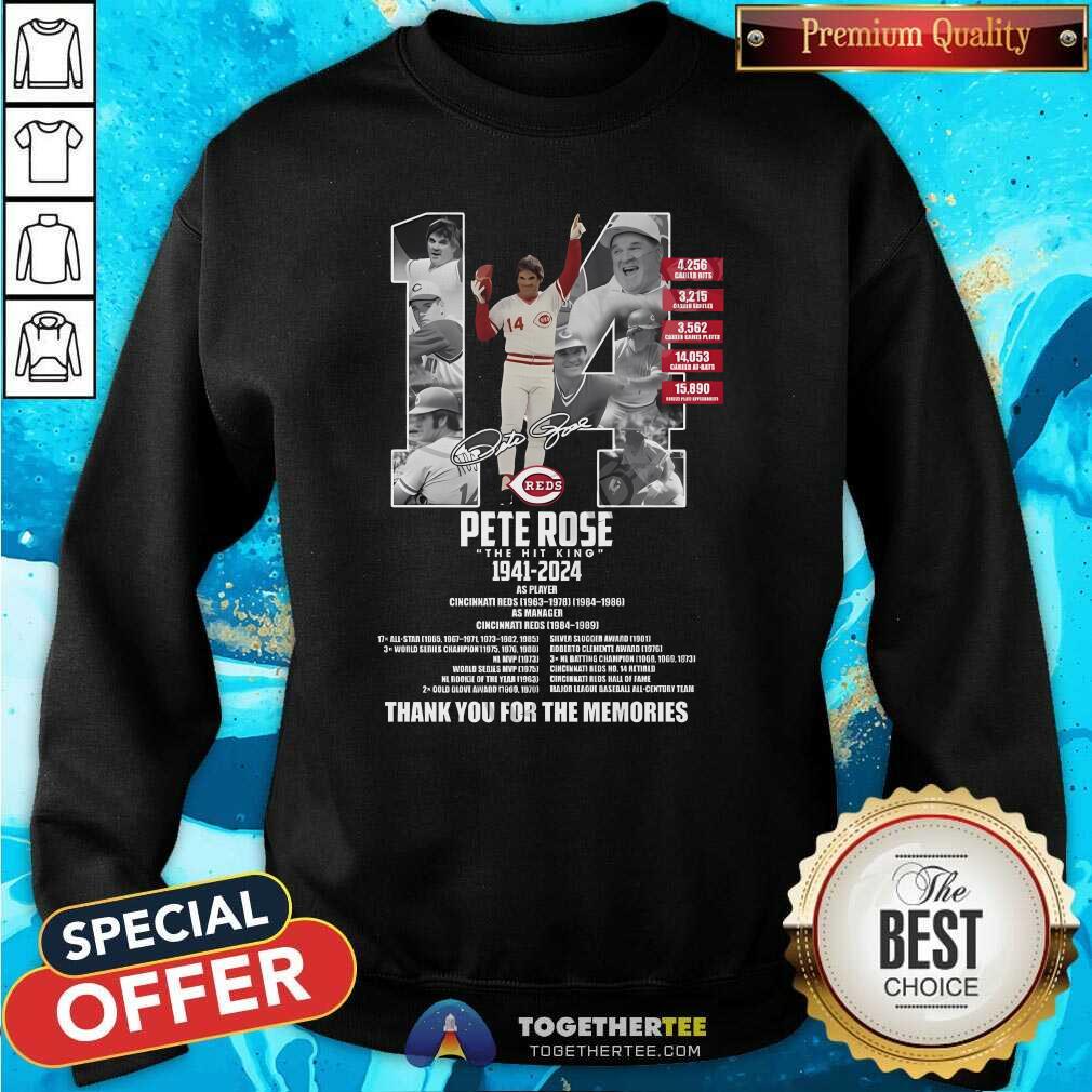 Top Pete Rose The Hit King 1941-2024 Thank You For The Memories T-Shirt - Image 4