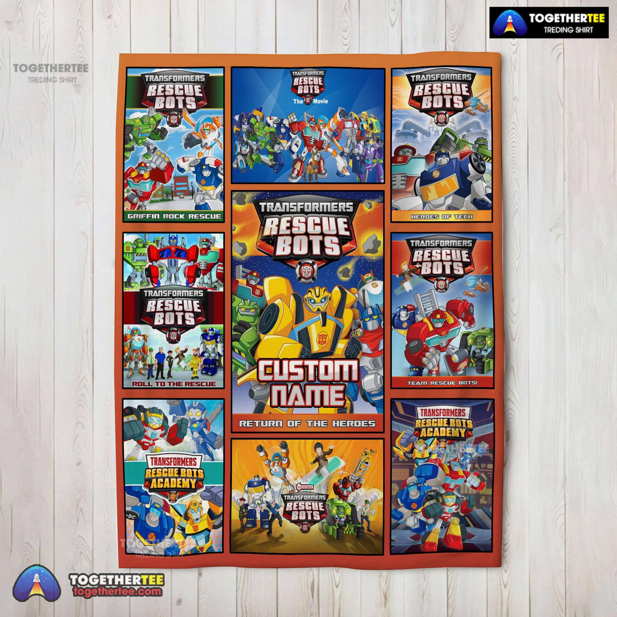 Official Transformer Rescue Bots Collage Poster Blanket Fleece Customized Blanket