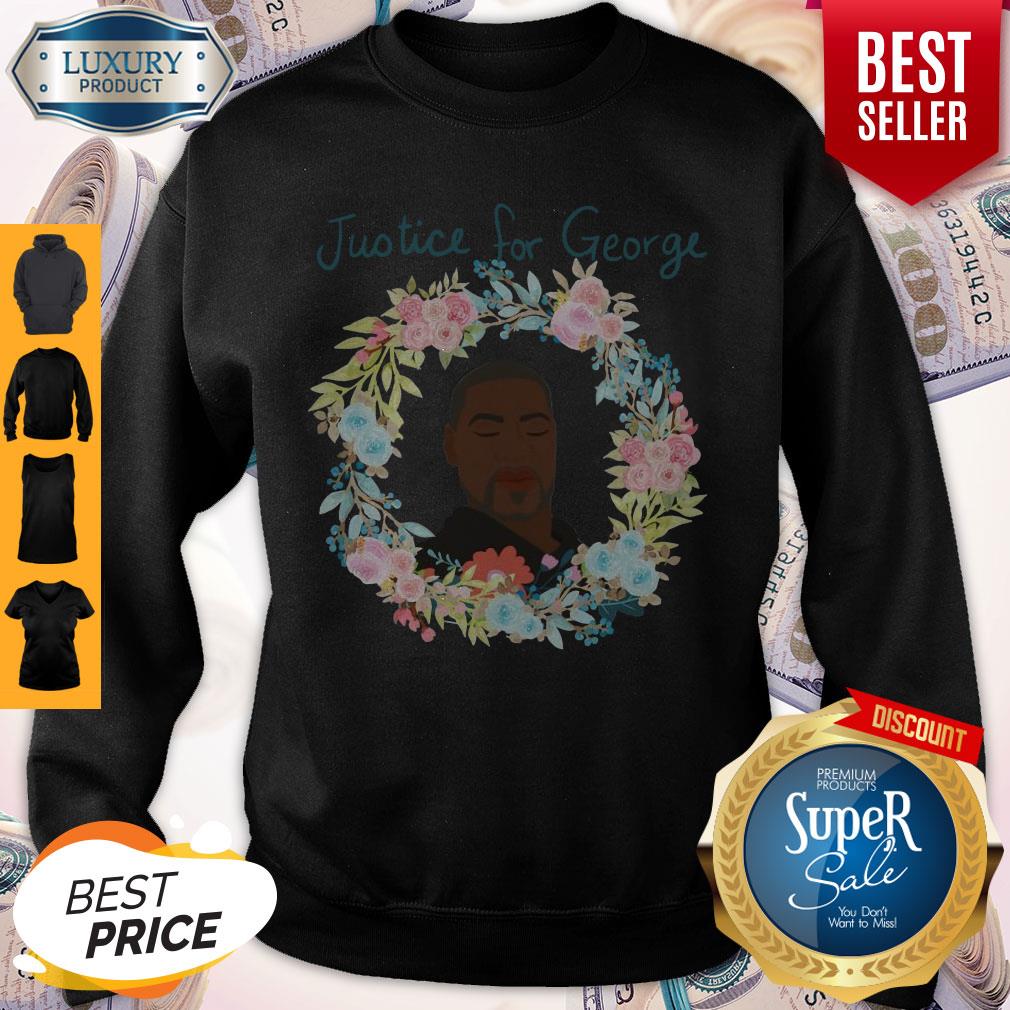 George Floyd Floral Wreaths Justice For George Shirt - Image 5