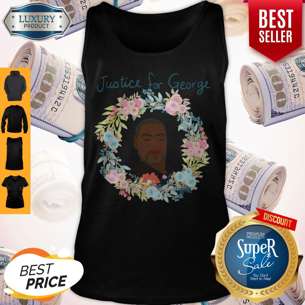 George Floyd Floral Wreaths Justice For George Shirt - Image 4