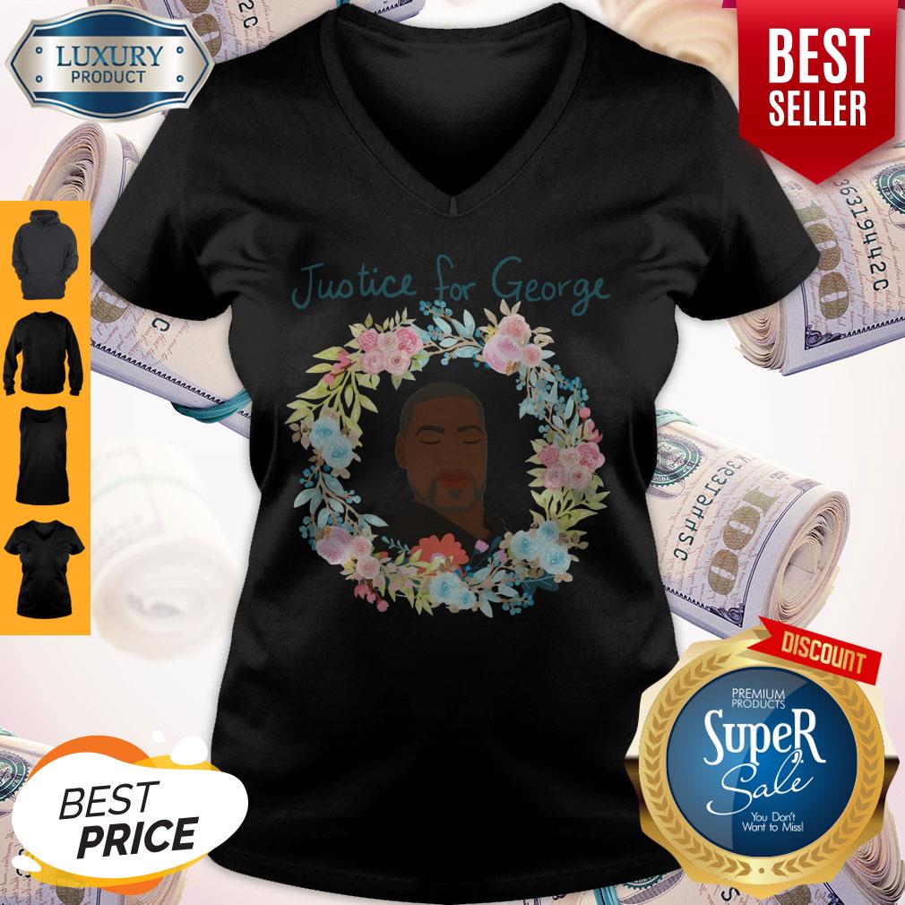 George Floyd Floral Wreaths Justice For George Shirt - Image 3