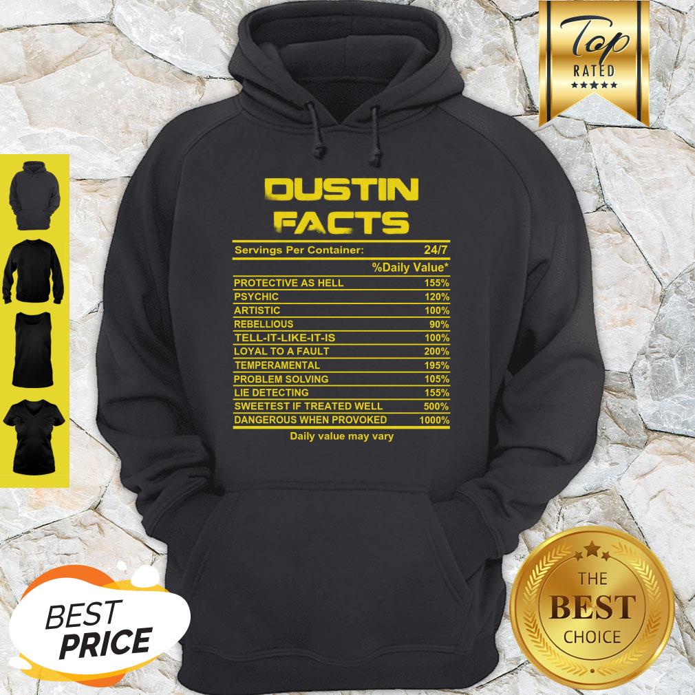Official Dustin Facts Servings Per Container Daily Value May Vary Shirt - Image 3