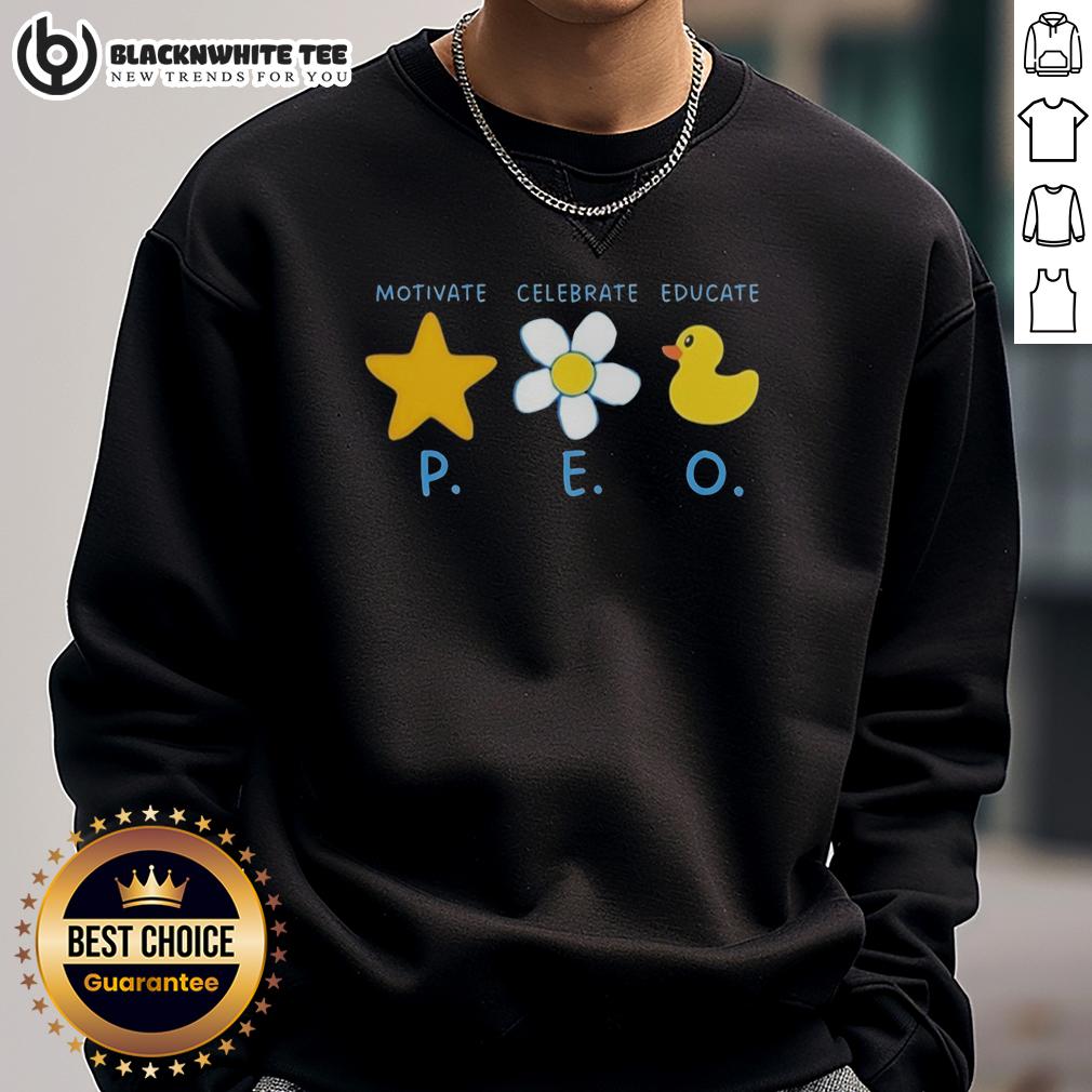 Official Motivate Celebrate Educate P.E.O T-Shirt - Image 5