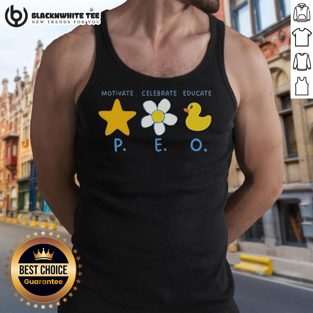 Official Motivate Celebrate Educate P.E.O T-Shirt - Image 4