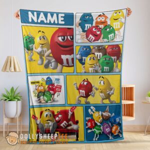 Awesome Colorful Candy M&M’s Character Collage Blanket Fleece Customized Blanket