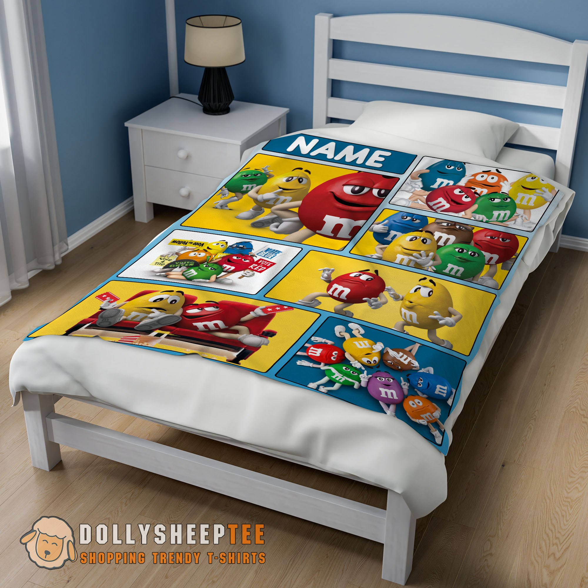 Awesome Colorful Candy M&M’s Character Collage Blanket Fleece Customized Blanket - Image 2