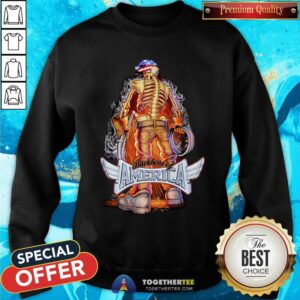 Alternative view of Fire Skull Backbone Of America Shirt