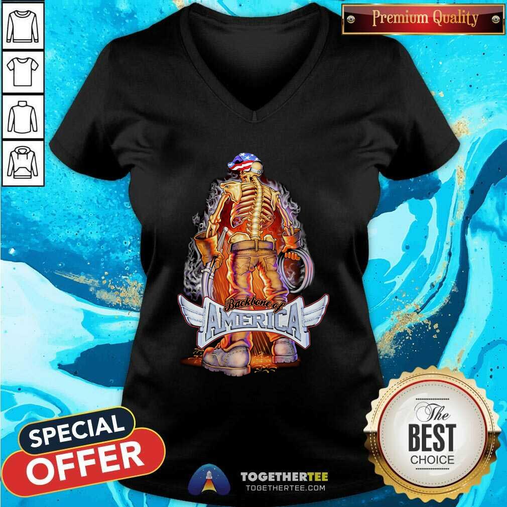 Fire Skull Backbone Of America Shirt - Image 3