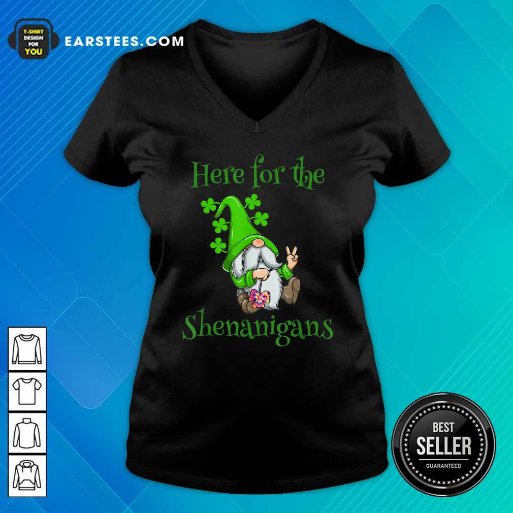 Perfect Here For The Shenanigans Hippie Gnome St Patricks Day Shirt - Image 3
