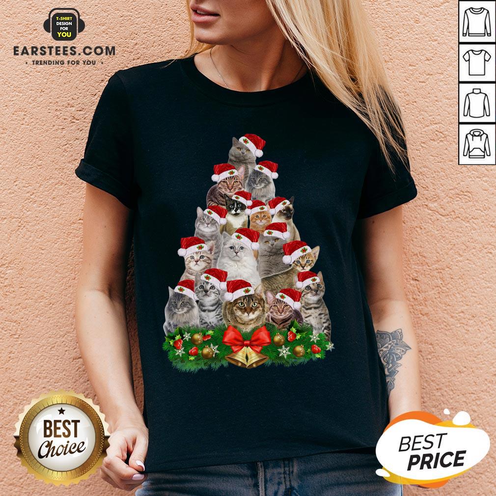 Hot Cats Tree Merry Christmas Shirt - Image 3