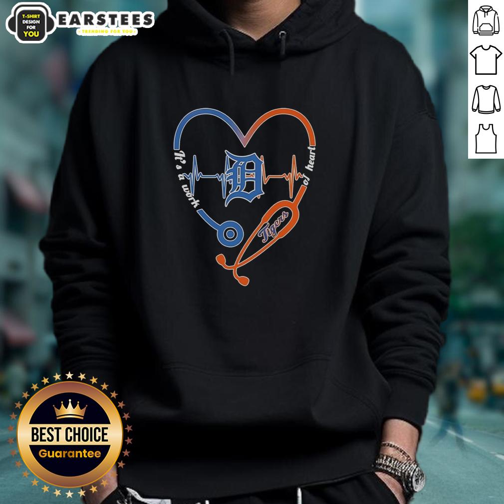 Awesome Detroit Tigers Heart And Soul It's A Work Of Heart Stethoscope And Heartbeat Shape T-Shirt - Image 2