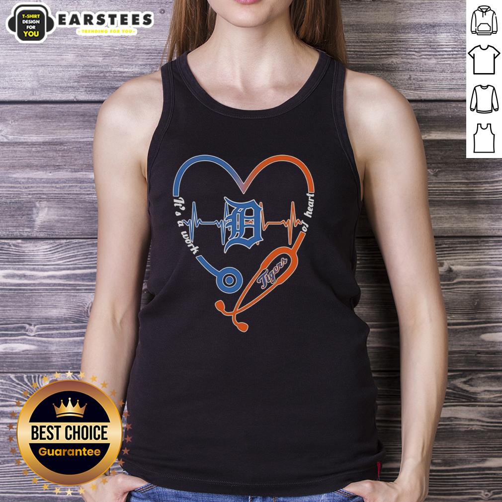 Awesome Detroit Tigers Heart And Soul It's A Work Of Heart Stethoscope And Heartbeat Shape T-Shirt - Image 4