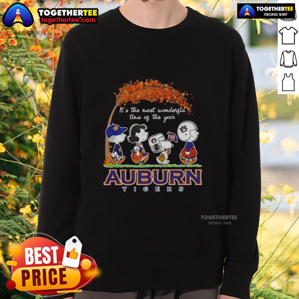 Happy Auburn Tigers X Peanuts Snoopy And Friends Autumn It's The Most Wonderful Time Of The Year T-Shirt - Image 5