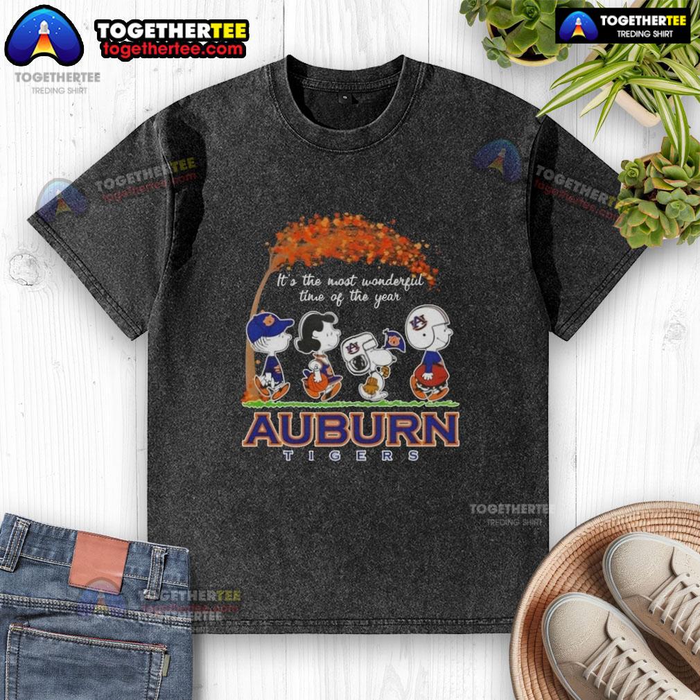 Happy Auburn Tigers X Peanuts Snoopy And Friends Autumn It's The Most Wonderful Time Of The Year T-Shirt - Image 6
