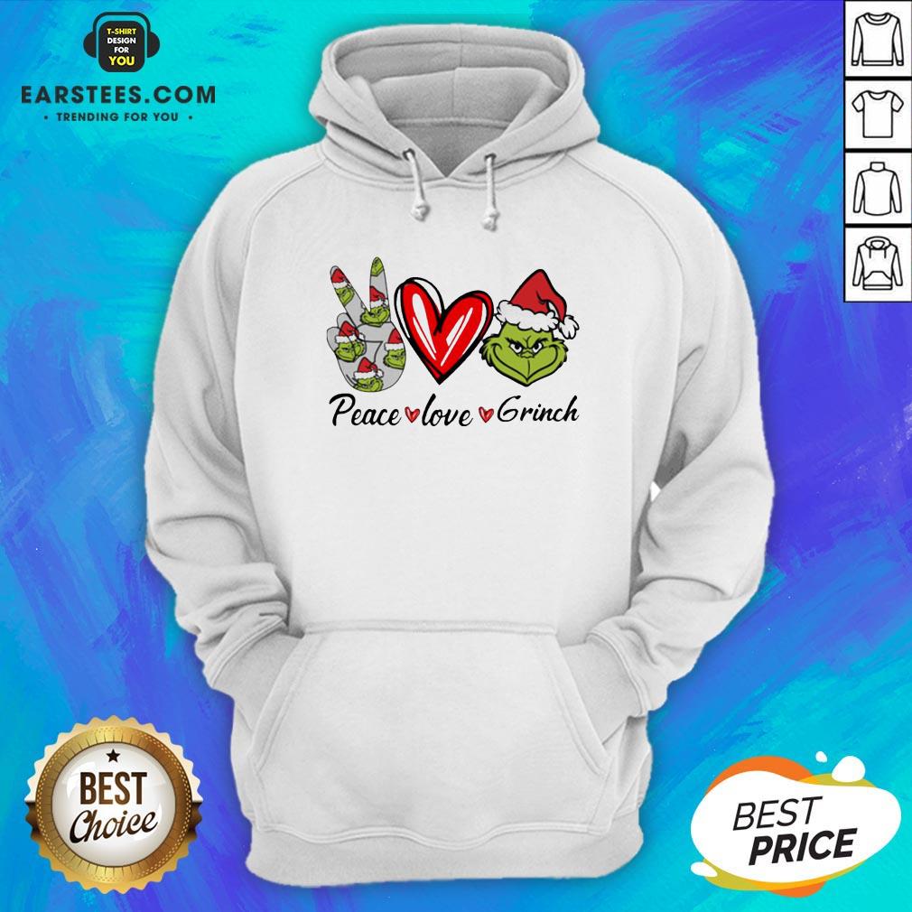 Official Peace Love Grinch Santa Christmas Shirt - Image 2