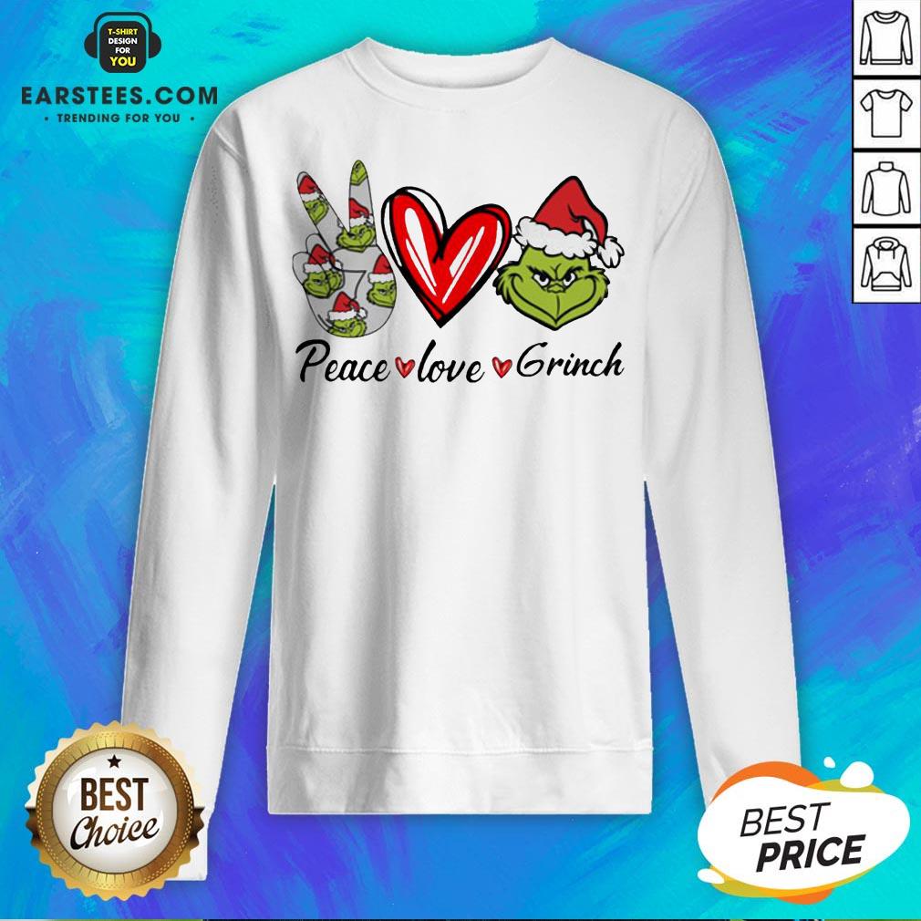 Official Peace Love Grinch Santa Christmas Shirt - Image 5