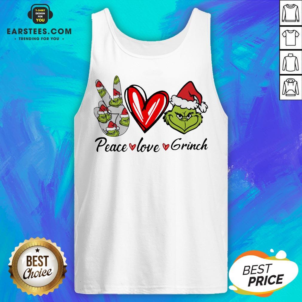 Official Peace Love Grinch Santa Christmas Shirt - Image 4