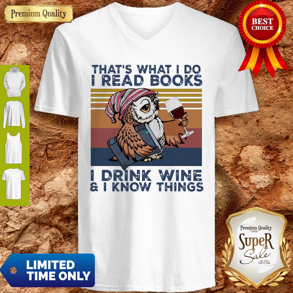 Top Owl That’s What I Do I Read Books I Drink Wine I Know Things Vintage Shirt - Image 2