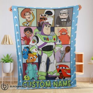 Awesome Cute Disney Pixar Toy Story Buzz Lightyear With Friends Blanket Fleece Customized Blanket