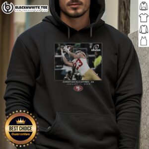 Alternative view of Nice Christian McCaffrey San Francisco 49ers NFL Flash Features Wild Card T-Shirt