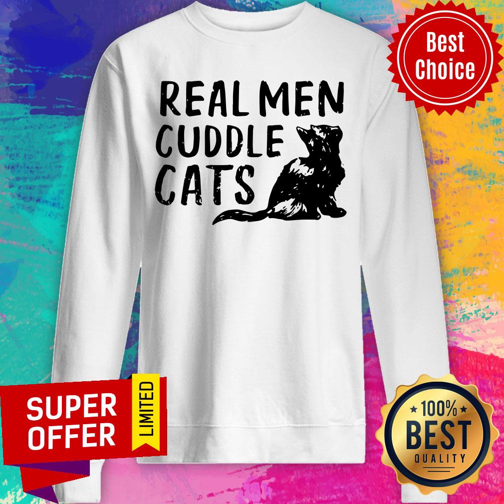 Top Real Men Cuddle Cats Shirt - Image 2