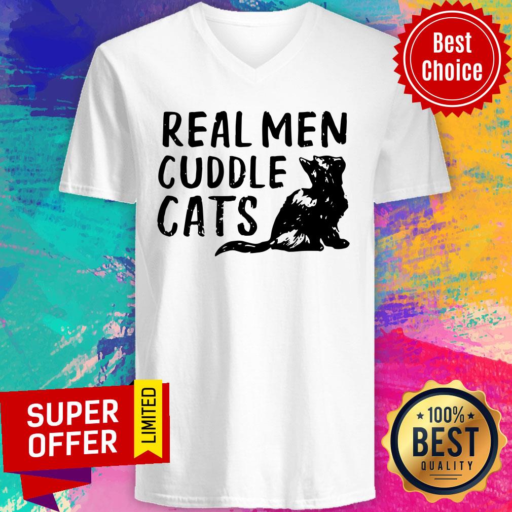 Top Real Men Cuddle Cats Shirt - Image 4