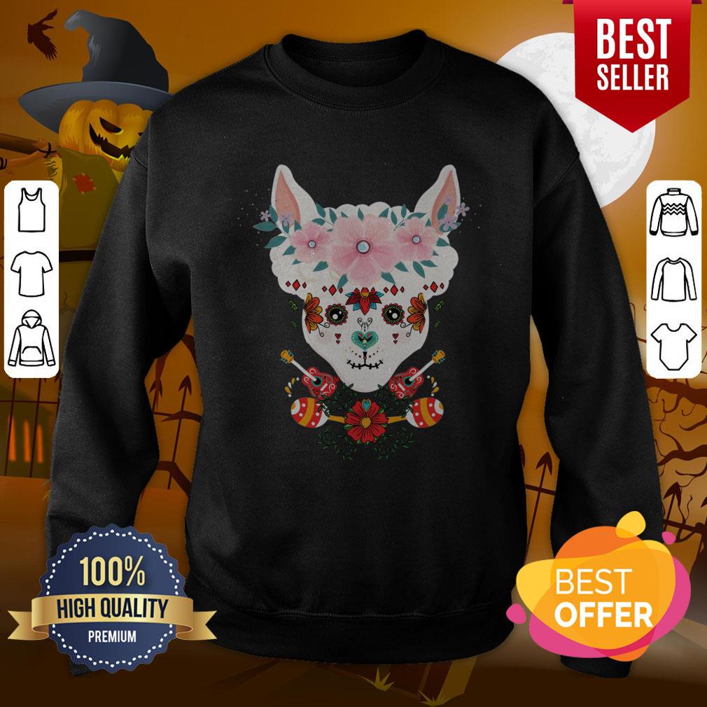 LLama Dia De Los Muertos Day Of The Dead Alpaca Calavera Shirt - Image 4