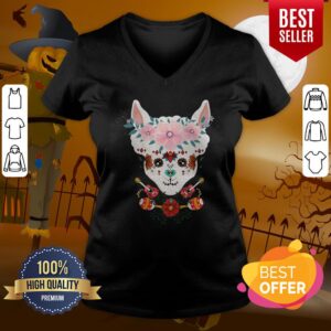 Alternative view of LLama Dia De Los Muertos Day Of The Dead Alpaca Calavera Shirt
