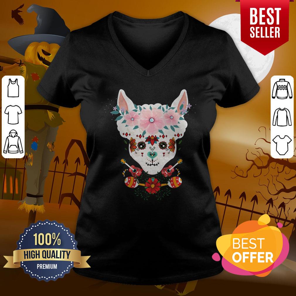 LLama Dia De Los Muertos Day Of The Dead Alpaca Calavera Shirt - Image 2