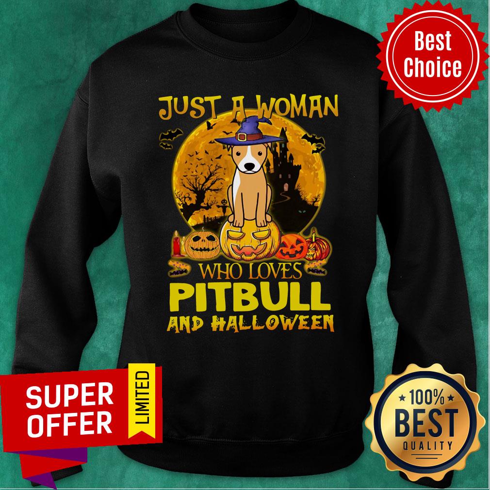 Just A Woman Who Loves Pitbull And Halloween Shirt - Image 4